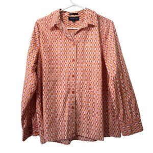 Jones New York Signature Stretch Button Down Shirt Size Large Long Sleeve Office
